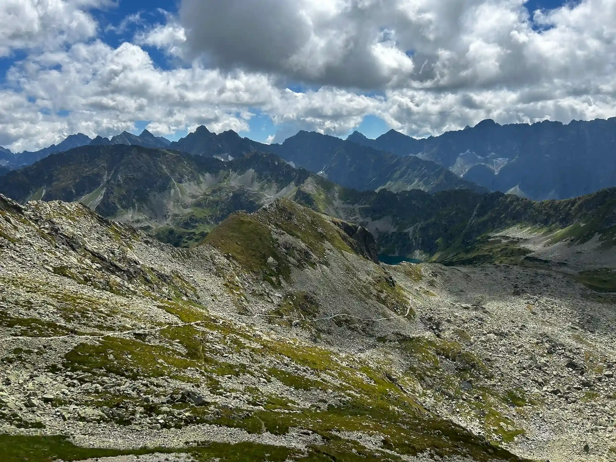 Zawrat (2159 m) - gateway to Orla Perć, with descent into the Five Polish Lakes Valley